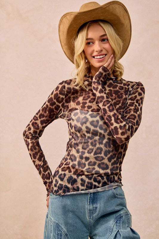 Leopard Mesh Top