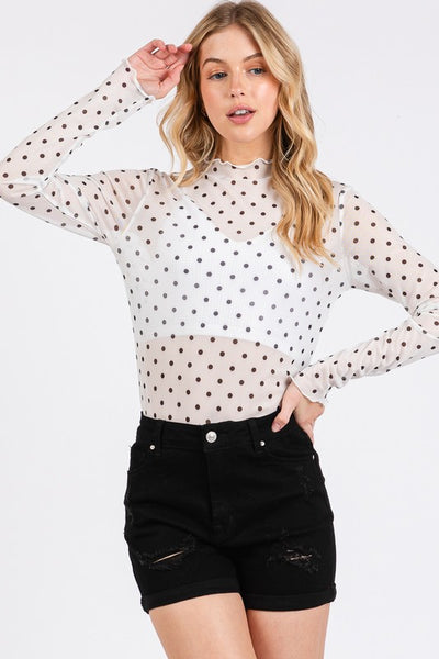 Chloe Polka Dot Mesh Top