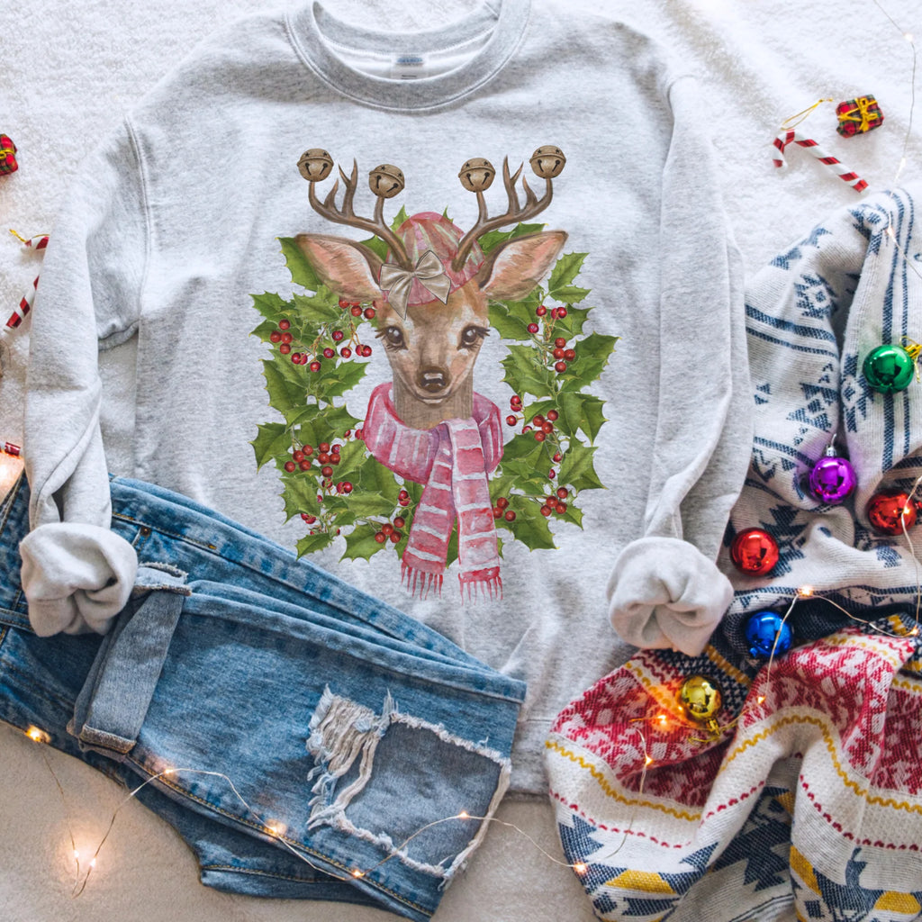 Reindeer Wreath Pullover